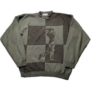 VTG USA Checkers Grand Slam Golf Wrap Around Crewneck Sweater Size XL Army Green